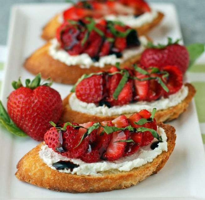 Strawberry Bruschetta with Fig Balsamic