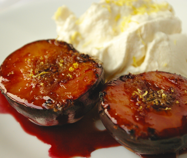 Balsamic Glazed Grilled Plums & Vanilla Ice Cream