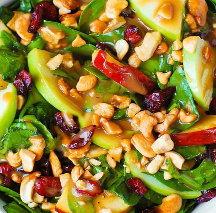 Spinach and Apple Salad with Cranberry Balsamic Vinegar