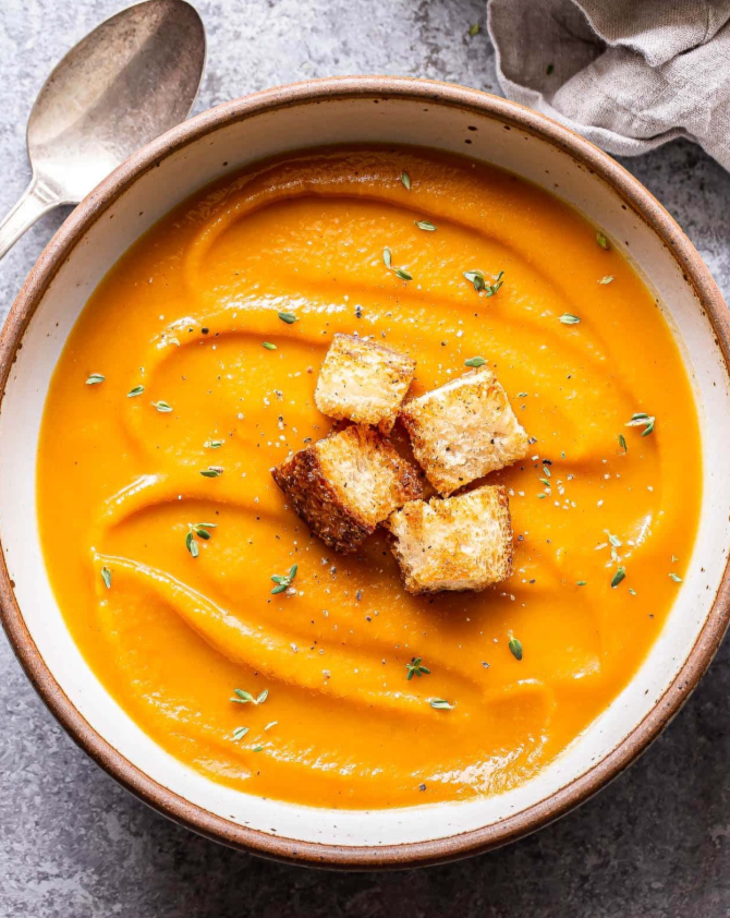 Butternut Squash and Apple Soup with Arlotta Lemon Artichoke Spread