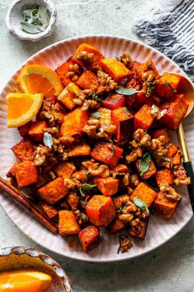 Roasted Butternut Squash with Sage and Peach Balsamic Vinegar